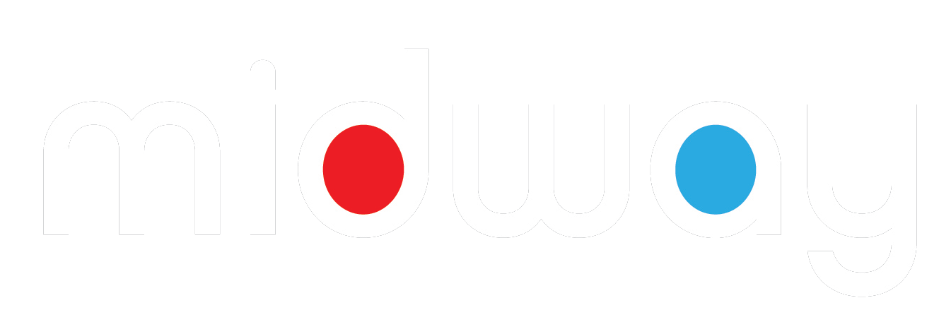 Logo of Midway Convenience Stores featuring a shopping basket emblem and the store name in bold, blue and orange colors.